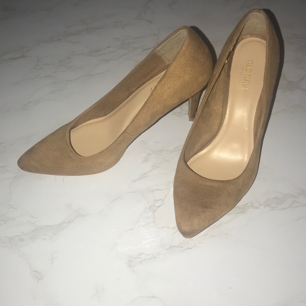 Brown suede heels